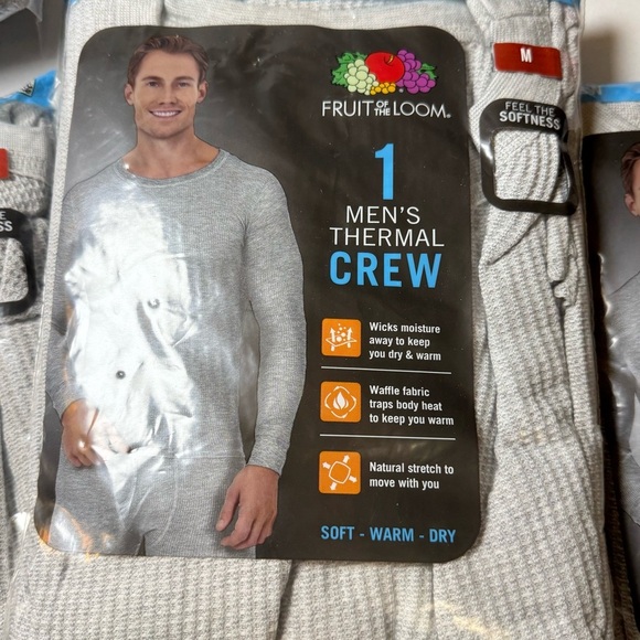 Fruit of the Loom Men's Thermal Waffle Crew Top - Picture 7 of 7